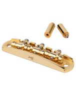 Halon offset guitar bridge, imperial posts, full 1060 steel, gold plated gloss