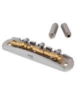 Halon offset guitar bridge, imperial posts, full MS-58 brass, chrome gloss bridge plate, satin raw saddles