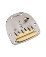 Halon offset guitar patented vibrato, stainless steel with MS-58 brass string plate, cream tip, satin