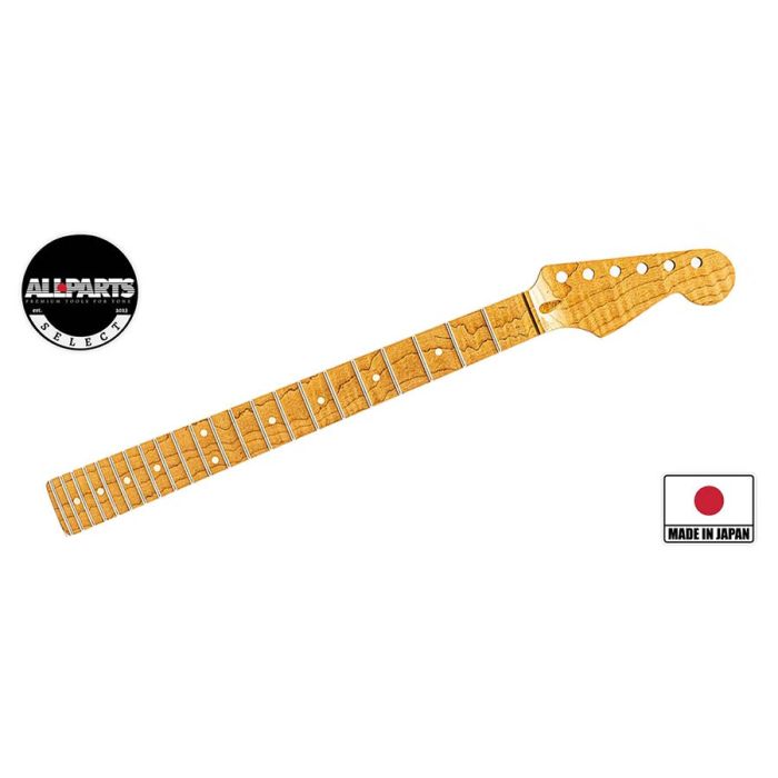 Allparts Ultra-MOD replacement neck for Stratocaster, AAA+ roasted flamed maple, maple fretboard, unfinished