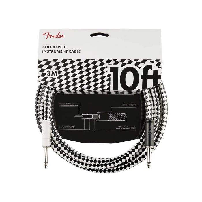 Fender Professional Series 10' instrument cable, 10ft, checkerboard