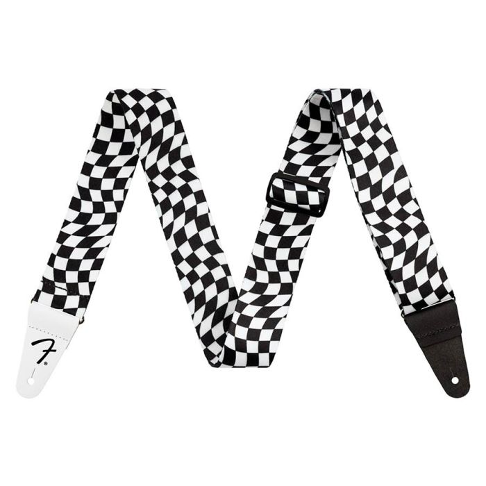 Fender wavy checkerboard polyester strap, black/white