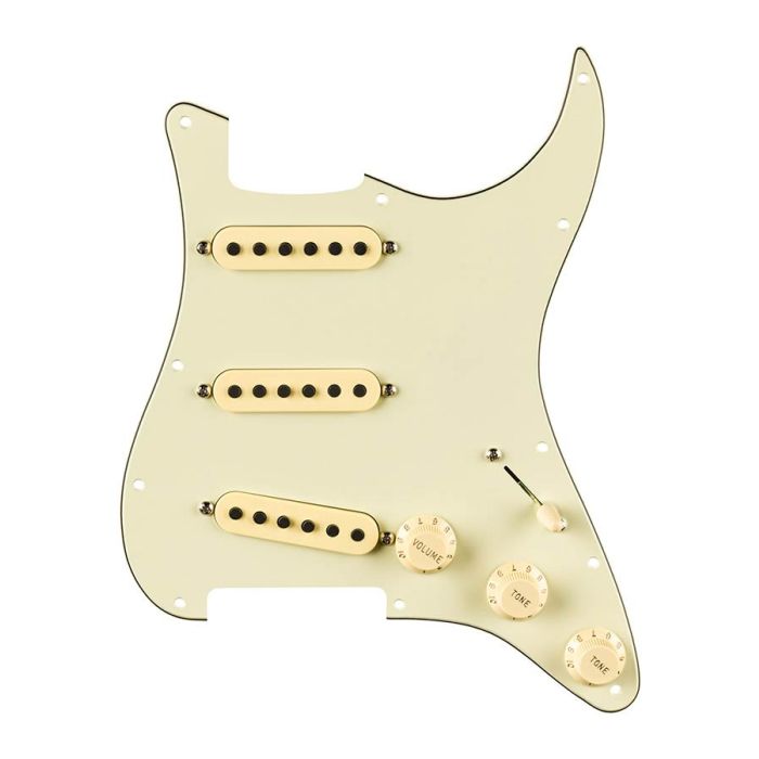 Fender Pre-wired Strat Pickguard Eric Johnson Signature SSS, 11 screw holes, mint green