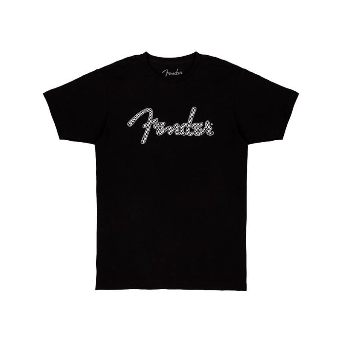 Fender Clothing T-Shirts spaghetti wavy checker logo t-shirt, black, XL