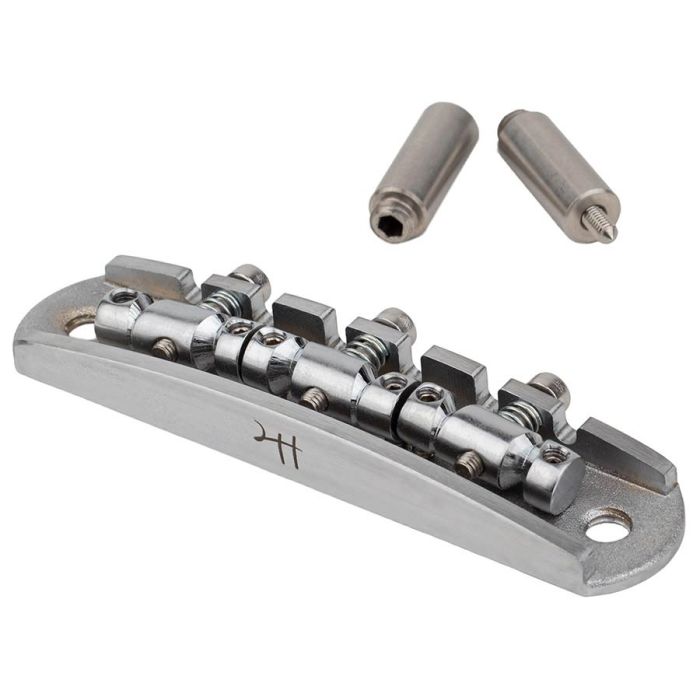 Halon offset guitar bridge, imperial posts, full 1060 steel, chrome satin