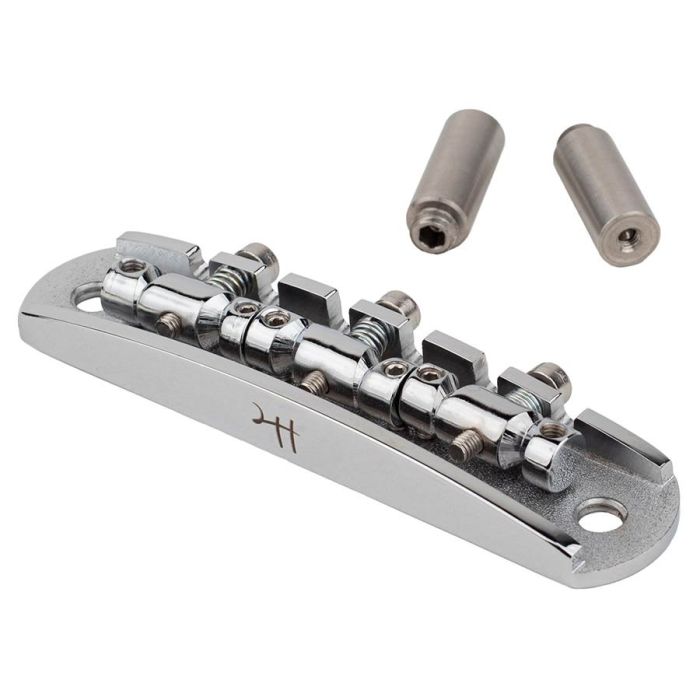 Halon offset guitar bridge, metric posts, full 1060 steel, chrome gloss