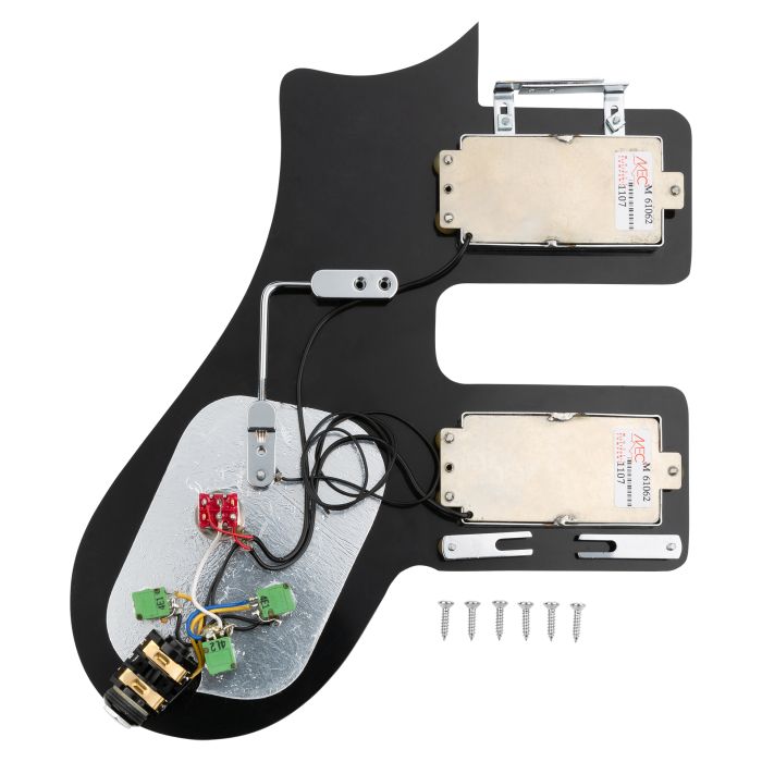 MEC Loaded AZ 10 Pickguard, 2 Pickups, Black / Chrome