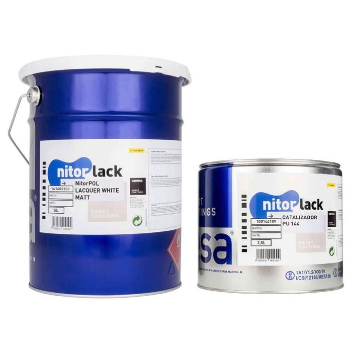 NitorLACK NitorPOL polyurethane lacquer, white matte - 5L can + 2,5L hardener