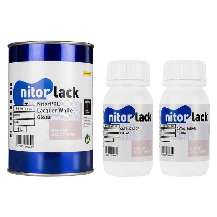 NitorLACK NitorPOL polyurethane lacquer, white gloss - 1000ml can + 500ml hardener