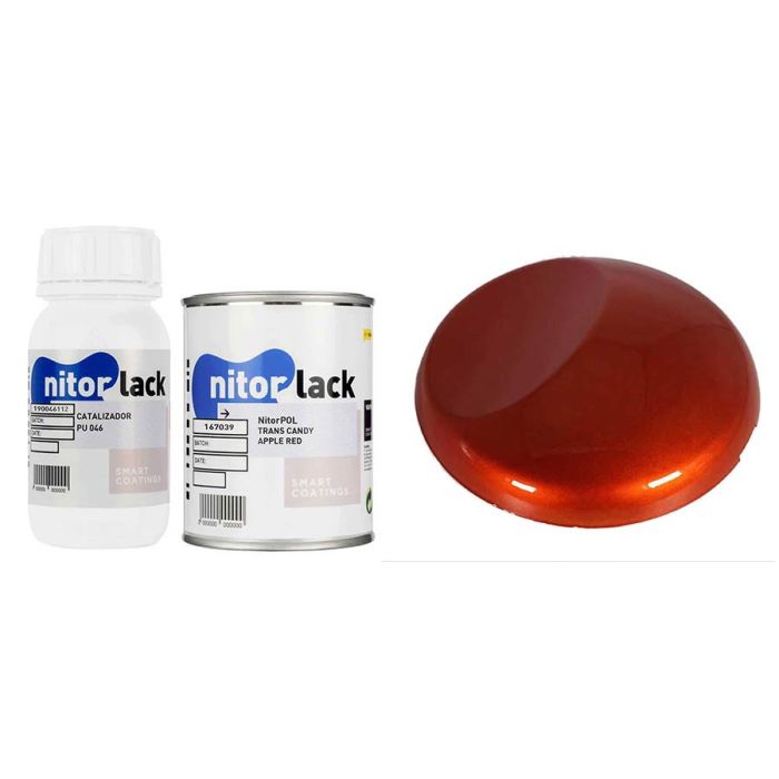 NitorLACK NitorPOL polyurethane paint trans candy apple red - 500ml can + 250ml hardener