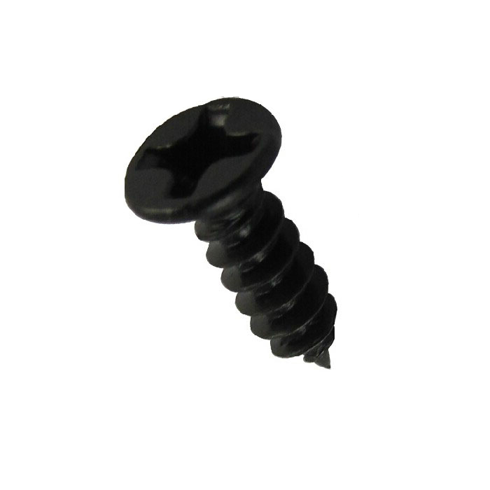 Screw, black, 3x10mm, 12pcs, flat head, tapping