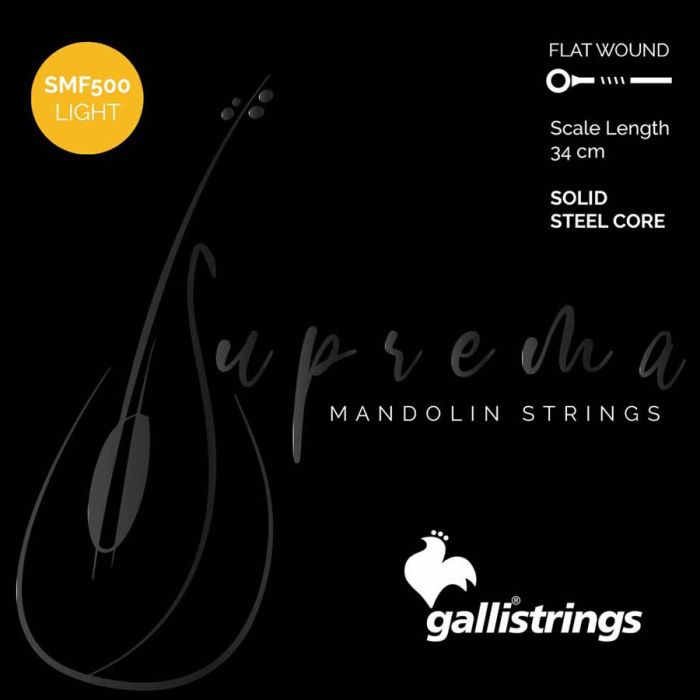 Galli Suprema string set mandolin, chrome steel flatwound, light, 0095-0135-021-031 loop end