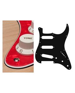 Pickguard Strat, 3 ply, pearl red, standard, SSS, 3 pot holes, 3-5 switch