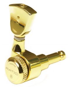 Graph Tech PRL-8341-G0 Ratio Electric Locking Machine Heads with Vintage Button - 3 + 3 - Gold