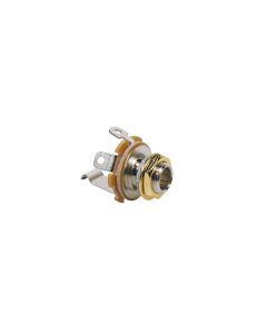 Boston chassis connector jack, 6,3mm, 2-pole, M9, gold, thread in chrome