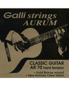 Galli Aurum string set classic, gold bronze wound, clear nylon trebles,  hard tension