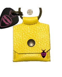 PickPouch Company genuine Italian leather pick pouch, square shape, yellow