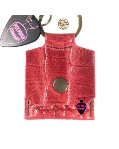 PickPouch Company genuine Italian leather pick pouch, square shape, croco red