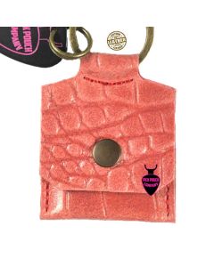 PickPouch Company genuine Italian leather pick pouch, square shape, croco vintage pink