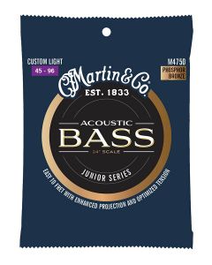 Martin string set junior bass short scale, phosphor bronze on nylon core, custom light 045-056-071-096