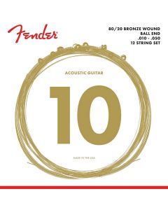 Fender 80/20 Bronze string set acoustic bronze roundwound 12-string ball ends 010-050