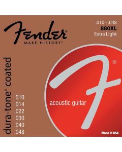 Fender Dura-Tone Coated 80/20 string set acoustic coated bronze extra light 010-014-022-030-040-048 