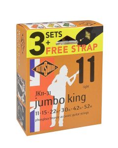 Rotosound Jumbo King 3-pack with free strap - 3 string sets acoustic phosphor brounze wound 11-52