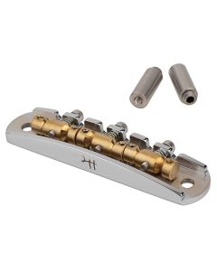 Halon offset guitar bridge, metric posts, full MS-58 brass, chrome gloss bridge plate, satin raw saddles