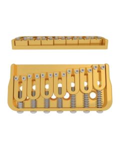 Hipshot 7 string fixed guitar bridge, solid brass base plate, stainless steel saddles, gold