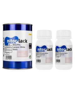 NitorLACK NitorPOL polyurethane lacquer, white gloss - 1000ml can + 500ml hardener