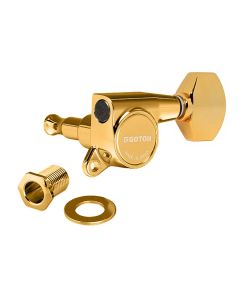 Gotoh machine heads for guitar, 6x right, ratio 1:16, mini 07-style button, gold