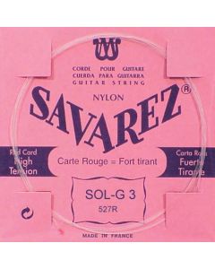 Savarez G-3-snaar, silverplated nylon (rouge), sluit aan bij 520-F set, hard tension